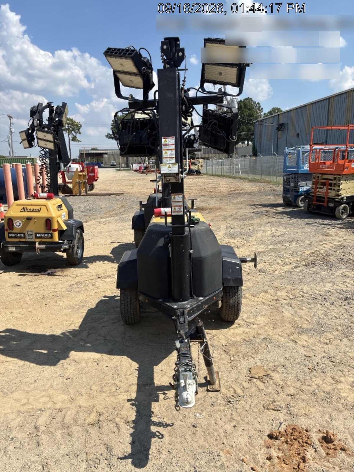 2022 Allmand NLV3GR (4) LED Light Fixture 350W, 23' Vertical Mast, 3kW Prime, Towable, Deep Sea L401, Leveling Jacks, Yanmar T4F 5.8hp