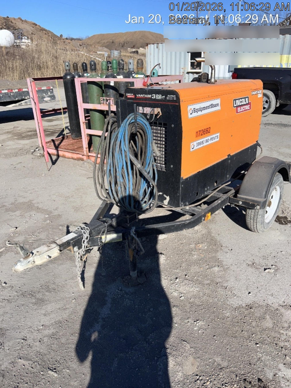 2021 Lincoln Electric Vantage 322 Vantage 322 Ready Pak 3 w/ Decals, ORANGE (includes trailer, cable rack, fender light kit) NO Telematics