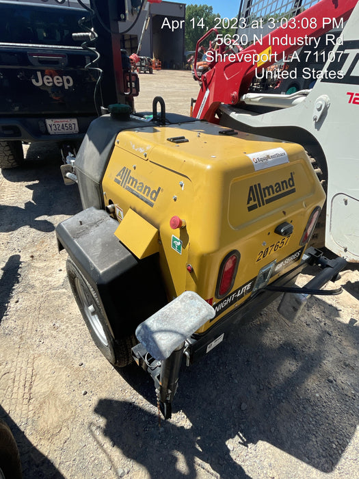 2022 Allmand NLV3GR (4) LED Light Fixture 350W, 23' Vertical Mast, 3kW Prime, Towable, Deep Sea L401, Leveling Jacks, Yanmar T4F 5.8hp