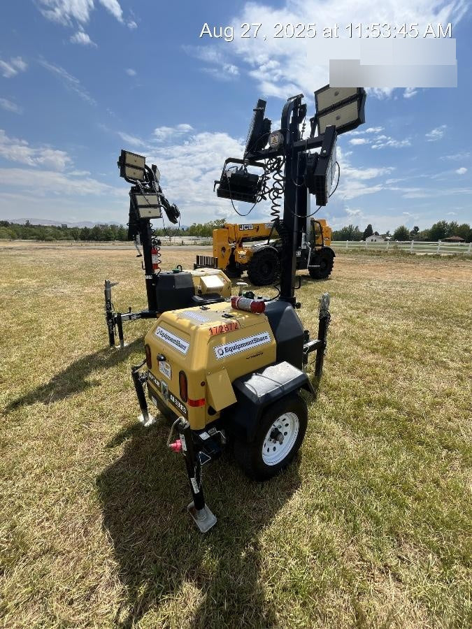 2021 Allmand NLV3GR (4) LED Light Fixture 350W, 23' Vertical Mast, 3kW Prime, Towable, Deep Sea L401, Leveling Jacks, Yanmar T4F 5.8hp