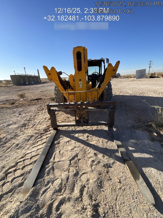 2019 JCB 510-56 Open ROPS, 74 HP, Solid Tires, Worklights, Beacon, Aux Hydraulics, Lifting Eye w/60" Carriage/60" Forks