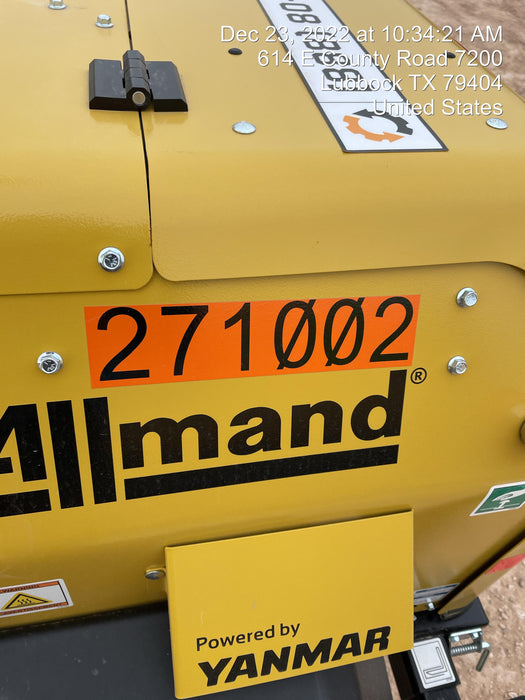 2022 Allmand NLV3GR (4) LED Light Fixture 350W, 23' Vertical Mast, 3kW Prime, Towable, ES Decals, T3