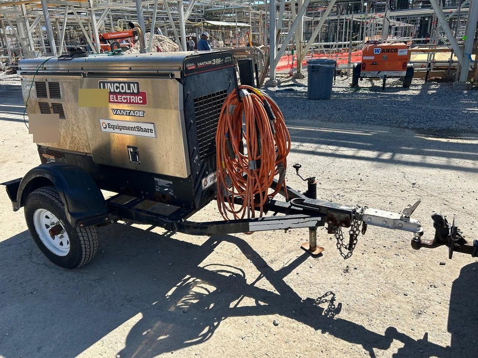 2019 Lincoln Electric Vantage 322 Welder Ready-Pak 3, Two wheel trailer, Fender and Light kit, Cable Rack