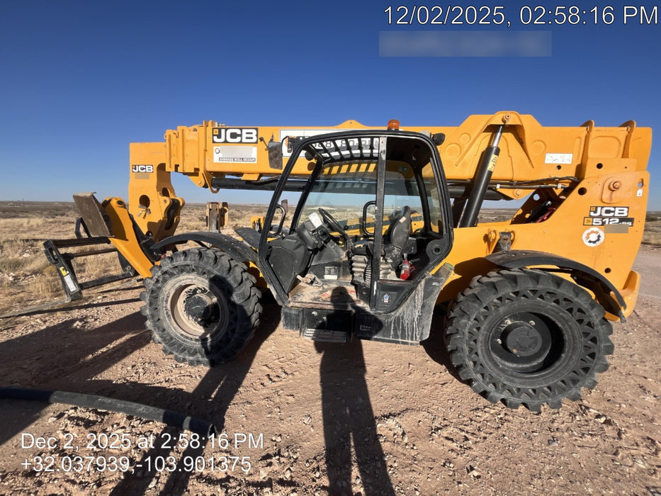 2020 JCB 512-56 Canopy, 74 HP, Solid Tires, STD Worklight, Beacon, Aux Hydraulics, Lifting Eye, Backup Alarm w/66" Carriage, 60" Forks