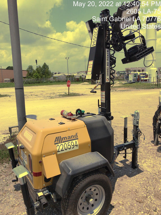 2022 Allmand NLV3GR (4) LED Light Fixture 350W, 23' Vertical Mast, 3kW Prime, Towable, Deep Sea L401, Leveling Jacks, Yanmar T4F 5.8hp