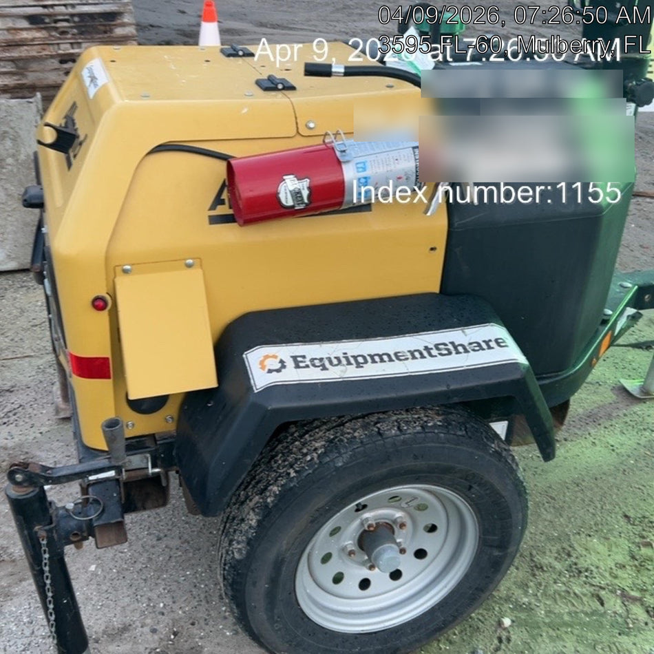 2022 Allmand NLV3GR (4) LED Light Fixture 350W, 23' Vertical Mast, 3kW Prime, Towable, Deep Sea L401, Leveling Jacks, Yanmar T4F 5.8hp