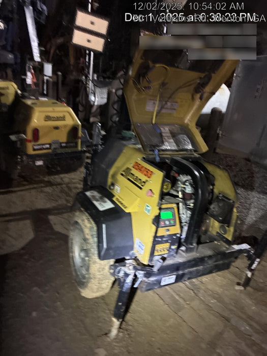 2022 Allmand NLV3GR (4) LED Light Fixture 350W, 23' Vertical Mast, 3kW Prime, Towable, ES Decals, T3