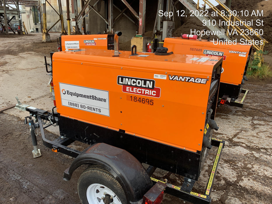 2021 Lincoln Electric Vantage 322 Vantage 322 Ready Pak 3 w/ Decals, ORANGE (includes trailer, cable rack, fender light kit) NO Telematics