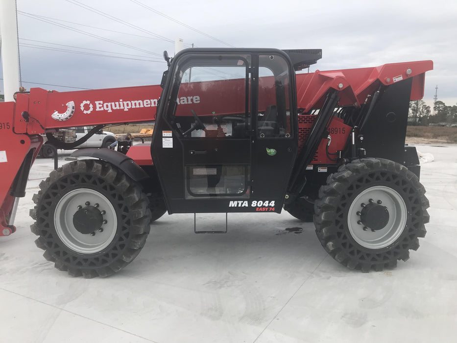 2020 Manitou MTA8044 74hp T4F, Cab/Heat/Air, Cab and Boom LED work lights, Auxiliary Hydraulics, Solid Tires, Amber strobe, Lift Hook w/66" Carriage, 60" Forks