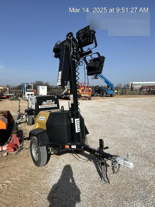 2022 Allmand NLV3GR (4) LED Light Fixture 350W, 23' Vertical Mast, 3kW Prime, Towable, Deep Sea L401, Leveling Jacks, Yanmar T4F 5.8hp