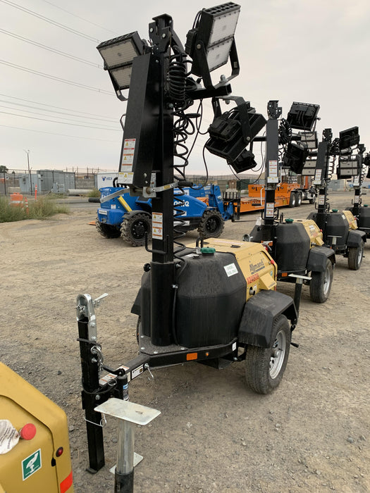 2020 Allmand NLV3GR (4) LED Light Fixture 350W, 23' Vertical Mast, 3kW Prime, Towable, Deep Sea L401, Leveling Jacks, Yanmar T4F 5.8hp