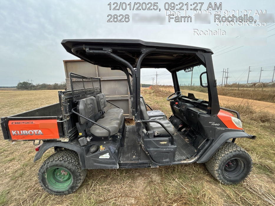 2019 Kubota RTV-X1140W-H 4wd Utility Cart, LED Strobe, Windshield Tempered Glass, Pastic Canopy, Wire Harness Kit, Backup Alarm