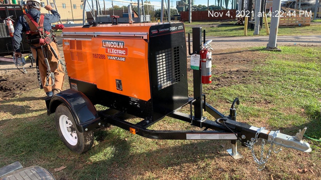 2021 Lincoln Electric Vantage 322 Vantage 322 Ready Pak 3 w/ Decals, ORANGE (includes trailer, cable rack, fender light kit) NO Telematics
