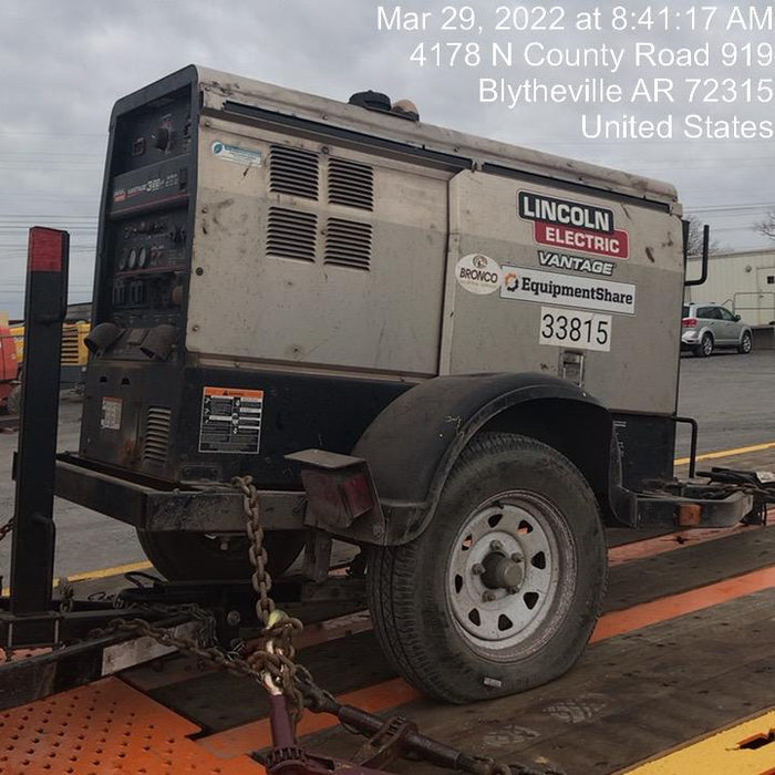 2019 Lincoln Electric Vantage 322 Welder Ready-Pak 3, Two wheel trailer, Fender and Light kit, Cable Rack