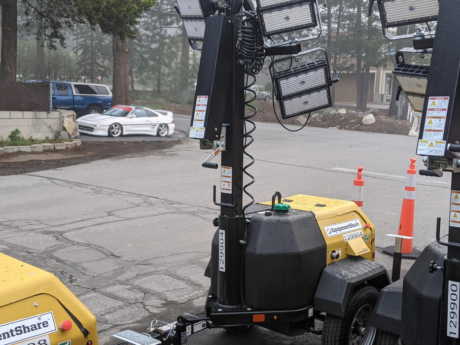 2021 Allmand NLV3GR (4) LED Light Fixture 350W, 23' Vertical Mast, 3kW Prime, Towable, Deep Sea L401, Leveling Jacks, Yanmar T4F 5.8hp