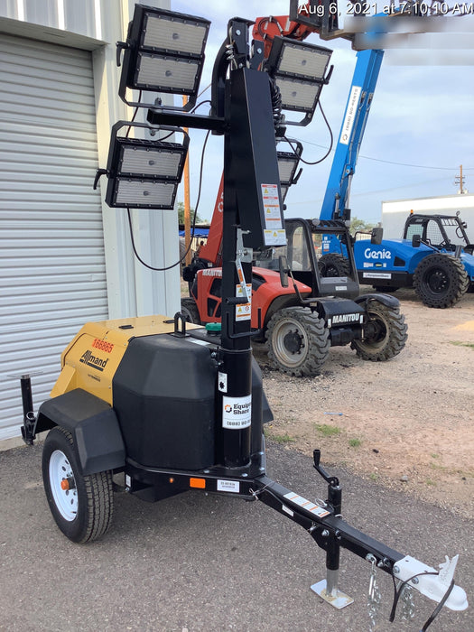 2021 Allmand NLV3GR (4) LED Light Fixture 350W, 23' Vertical Mast, 3kW Prime, Towable, Deep Sea L401, Leveling Jacks, Yanmar T4F 5.8hp