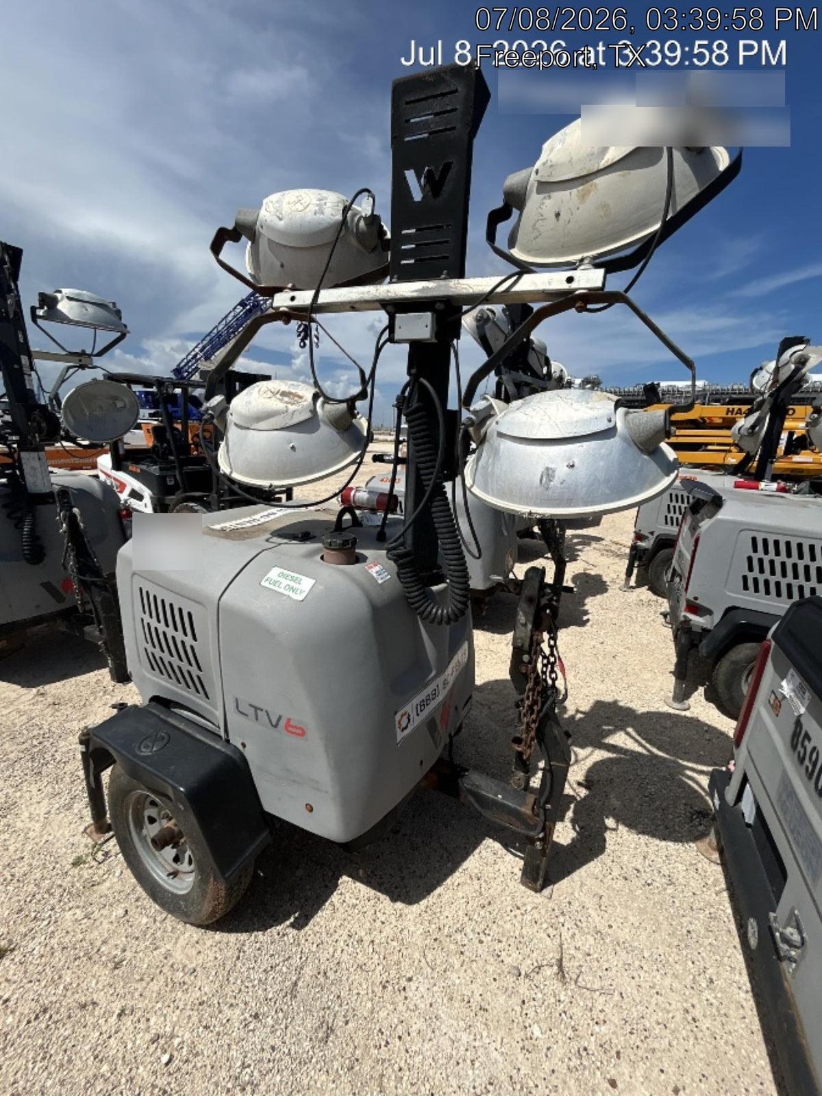 2019 Wacker Neuson LTV6L-MH Wacker Neuson LTV6L Mobile Light Tower w/Fuel Level Sensor Installed