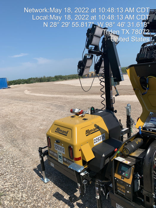 2022 Allmand NLV3GR (4) LED Light Fixture 350W, 23' Vertical Mast, 3kW Prime, Towable, Deep Sea L401, Leveling Jacks, Yanmar T4F 5.8hp