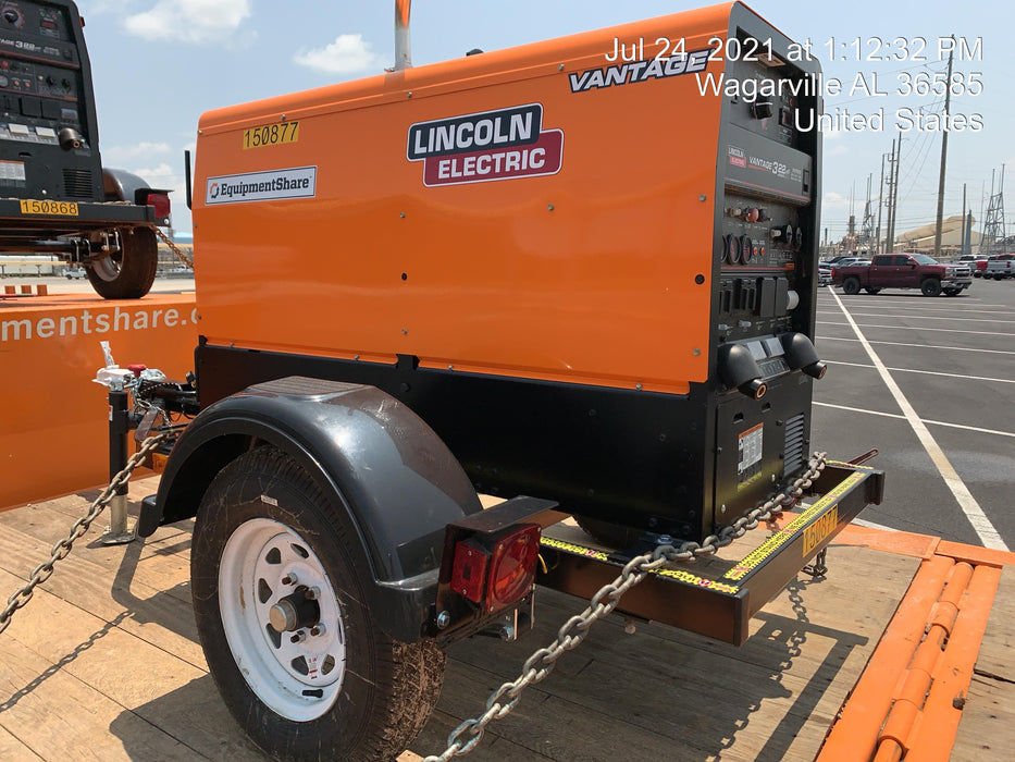 2021 Lincoln Electric Vantage 322 Vantage 322 Ready Pak 3 w/ Telematics & Decals, ORANGE (includes trailer, cable rack, fender light kit)