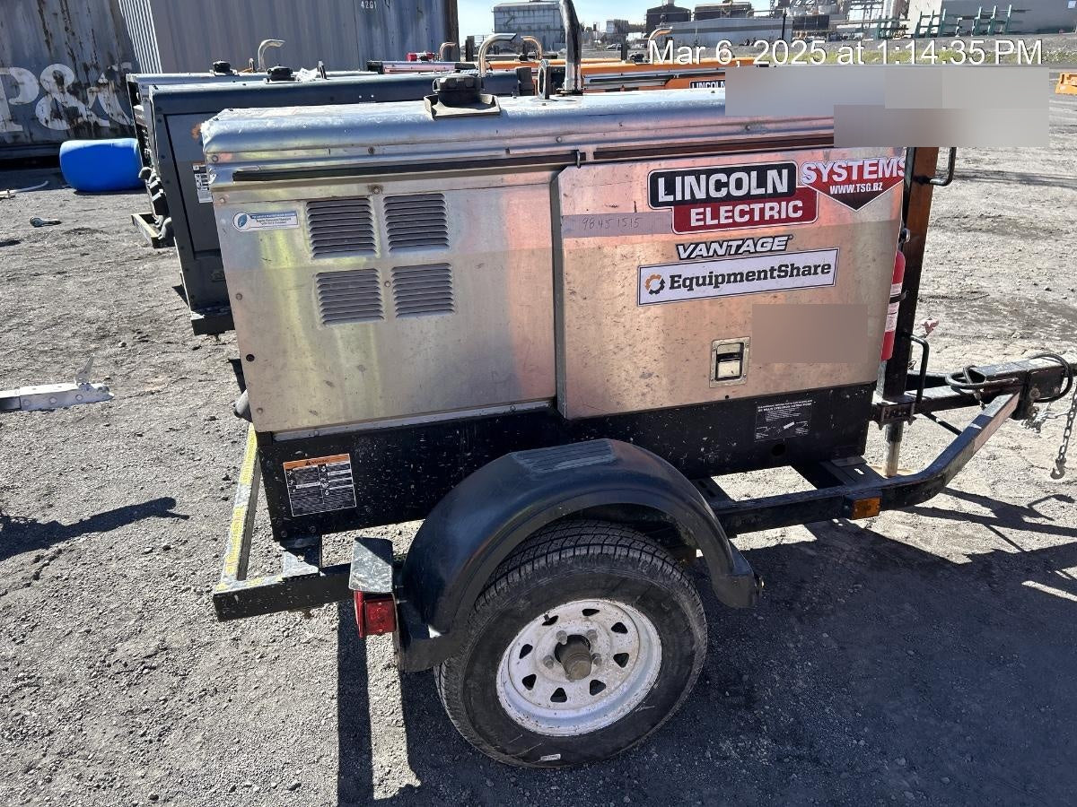 2019 Lincoln Electric Vantage 322 Ready-Pak 3, Two Wheel Trailer, Fender and Light Kit, Cable Rack