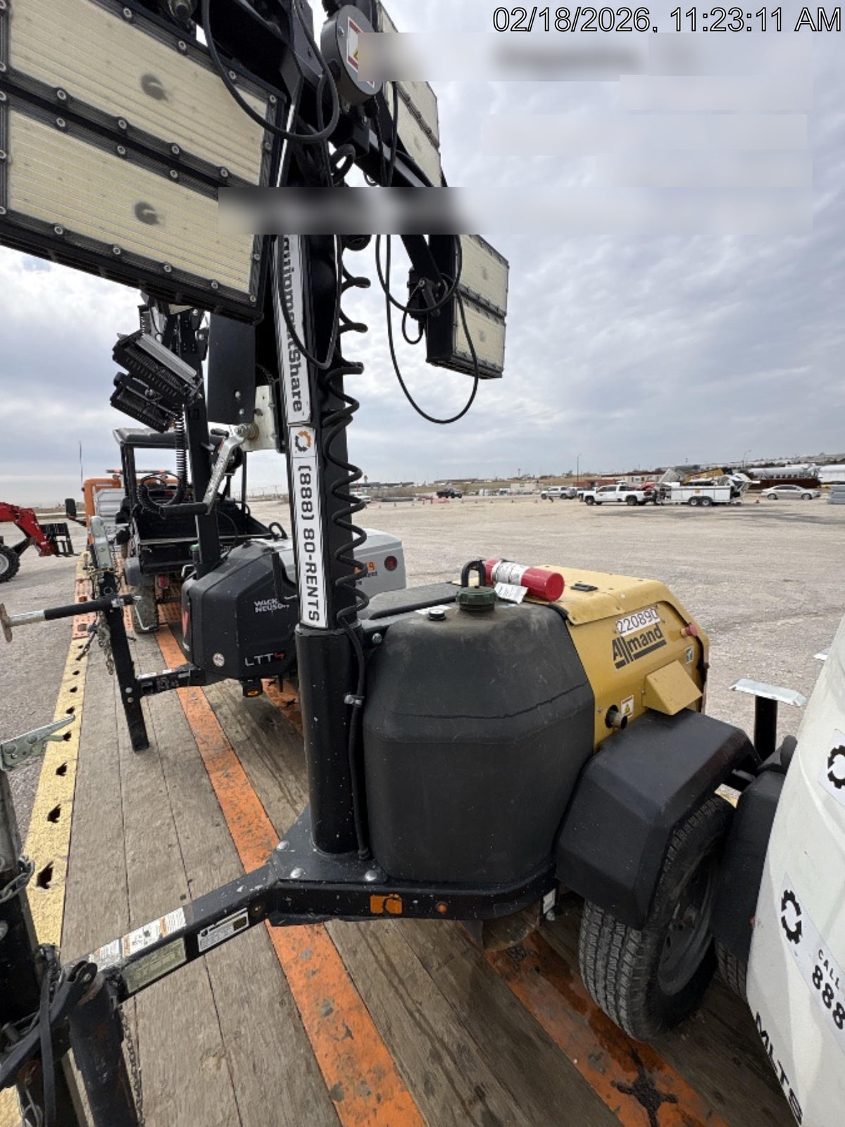2022 Allmand NLV3GR (4) LED Light Fixture 350W, 23' Vertical Mast, 3kW Prime, Towable, Deep Sea L401, Leveling Jacks, Yanmar T4F 5.8hp