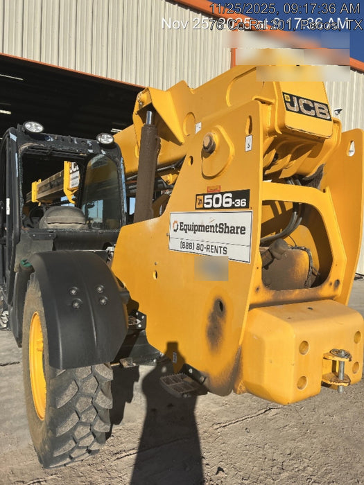 2019 JCB 506-36 Canopy, 74 HP, FF Tires, STD Worklight, Beacon, Aux Hydraulics, Lifting Eye, Back up Alarm 48" Carriage/48" Forks