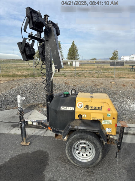 2022 Allmand NLV3GR (4) LED Light Fixture 350W, 23' Vertical Mast, 3kW Prime, Towable, ES Decals, T3