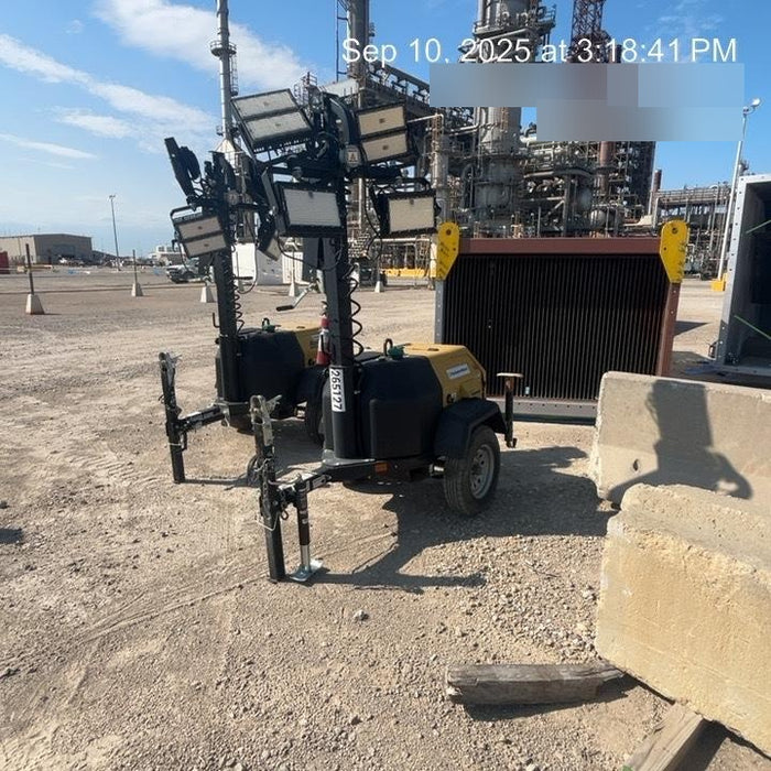 2022 Allmand NLV3GR (4) LED Light Fixture 350W, 23' Vertical Mast, 3kW Prime, Towable, ES Decals, T3