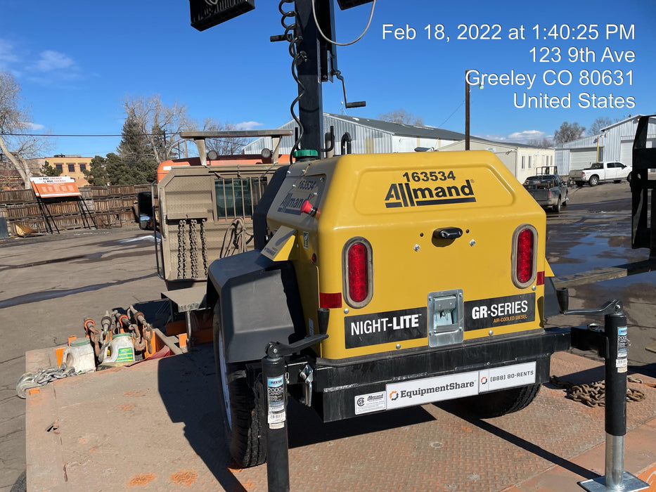 2021 Allmand NLV3GR (4) LED Light Fixture 350W, 23' Vertical Mast, 3kW Prime, Towable, Deep Sea L401, Leveling Jacks, Yanmar T4F 5.8hp