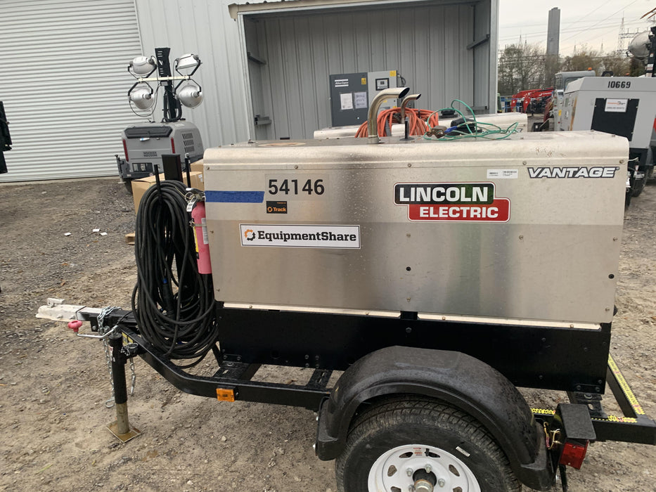 2019 Lincoln Electric Vantage 322 Welder Ready-Pak 3, Two wheel trailer, Fender and Light kit, Cable Rack