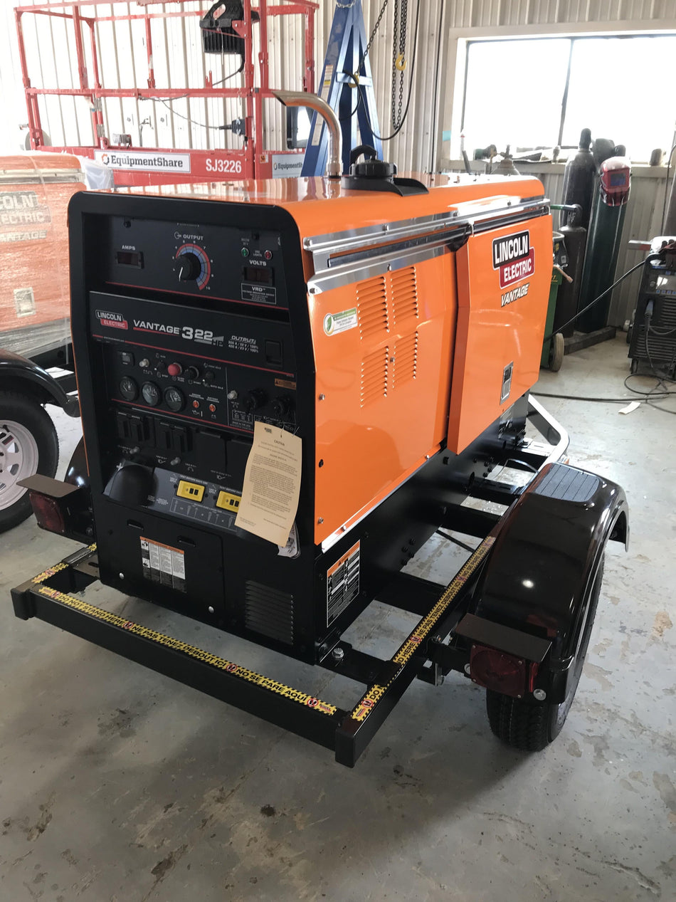 2021 Lincoln Electric Vantage 322 Vantage 322 Ready Pak 3 w/ Decals, ORANGE (includes trailer, cable rack, fender light kit) NO Telematics