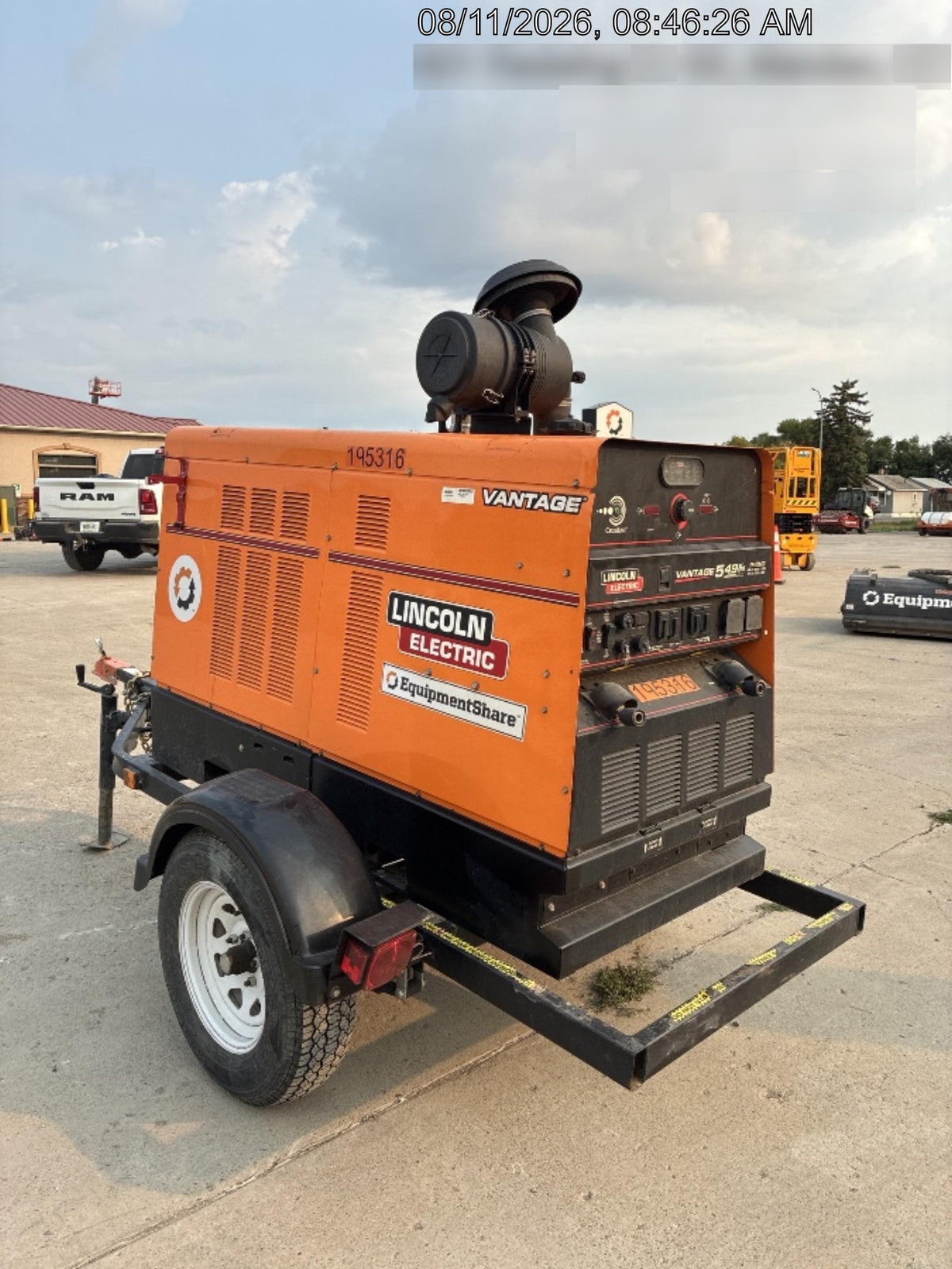 2021 Lincoln Electric Vantage 549X Ready Pak 3, ORANGE (includes trailer, cable rack, fender light kit)