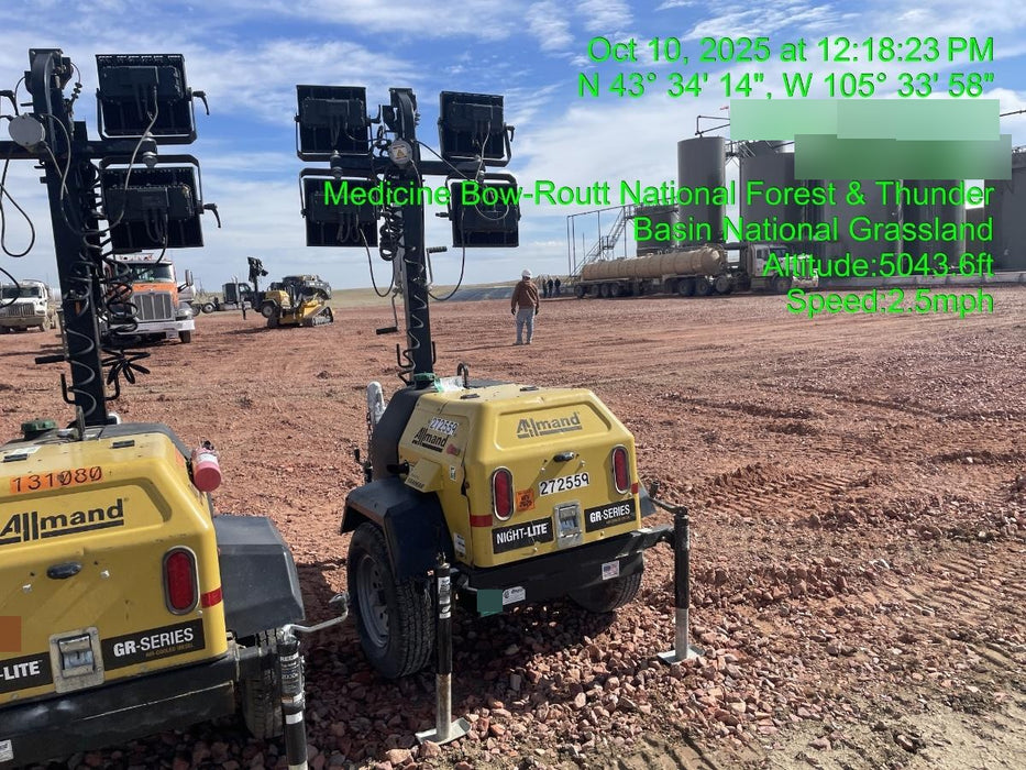 2022 Allmand NLV3GR (4) LED Light Fixture 350W, 23' Vertical Mast, 3kW Prime, Towable, ES Decals, T3