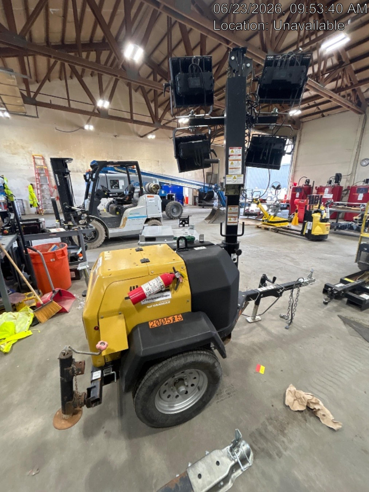 2022 Allmand NLV3GR (4) LED Light Fixture 350W, 23' Vertical Mast, 3kW Prime, Towable, Deep Sea L401, Leveling Jacks, Yanmar T4F 5.8hp
