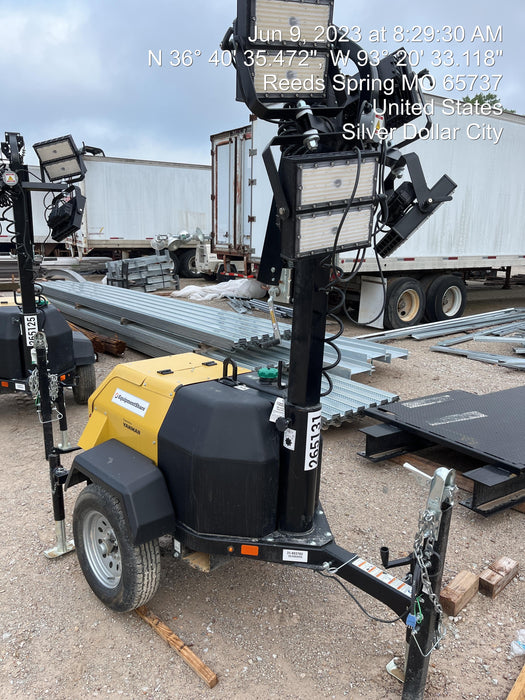 2022 Allmand NLV3GR (4) LED Light Fixture 350W, 23' Vertical Mast, 3kW Prime, Towable, ES Decals, T3