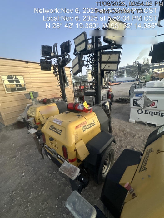 2022 Allmand NLV3GR (4) LED Light Fixture 350W, 23' Vertical Mast, 3kW Prime, Towable, Deep Sea L401, Leveling Jacks, Yanmar T4F 5.8hp