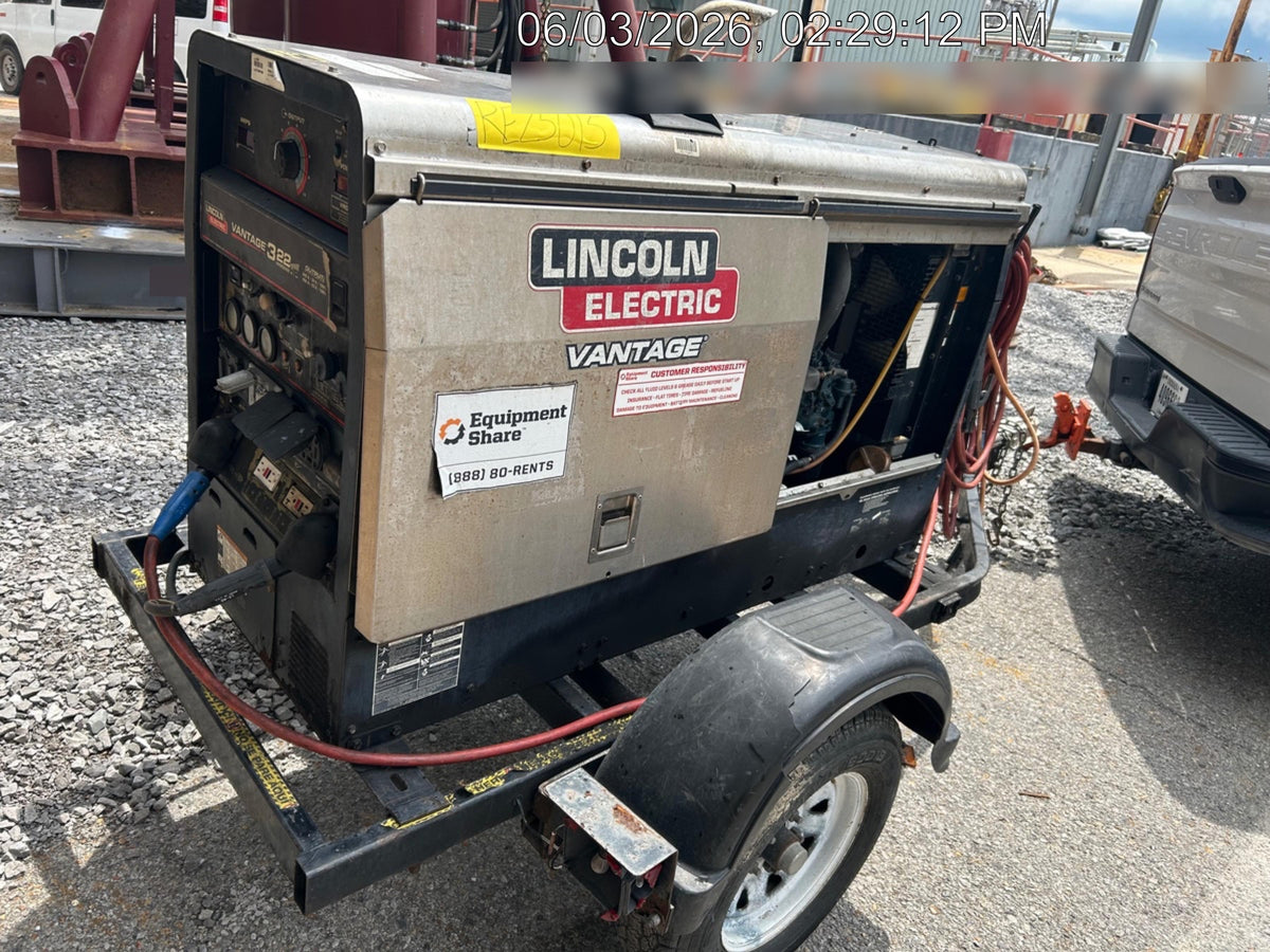 2019 Lincoln Vantage 322 Welder Ready-Pak 3, Two wheel trailer, Fender and Light kit, Cable Rack