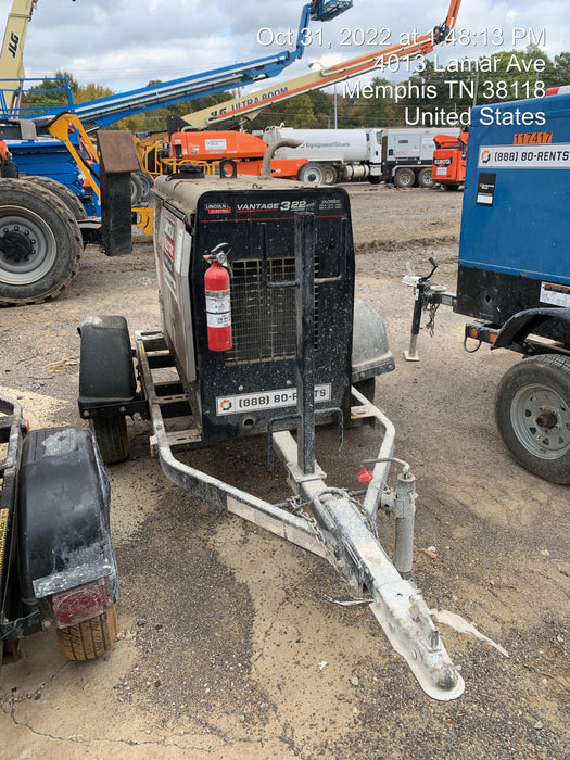2019 Lincoln Electric Vantage 322 Welder Ready-Pak 3, Two wheel trailer, Fender and Light kit, Cable Rack