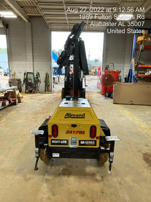 2022 Allmand NLV3GR (4) LED Light Fixture 350W, 23' Vertical Mast, 3kW Prime, Towable, Deep Sea L401, Leveling Jacks, Yanmar T4F 5.8hp