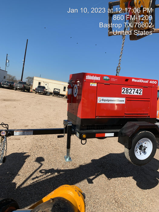 2022 Shindaiwa DGW400MDL Kubota D902 Engine, 23 HP, Dual Op Welder, Wire, Arc, Droop Stick, Tig, and CC Stick Functionality, Simulphase, 3 Phase and 1 Phase Gen Output, Single Axle NB Trlr, Slr Trckl Chrg 12V 12W, Fire Ext