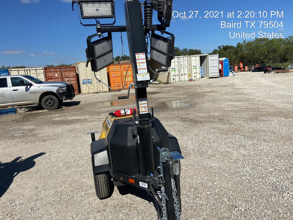 Allmand NLV3GR (4) LED Light Fixture 350W, 23' Vertical Mast, 3kW Prime, Towable, Deep Sea L401, Leveling Jacks, Yanmar T4F 5.8hp