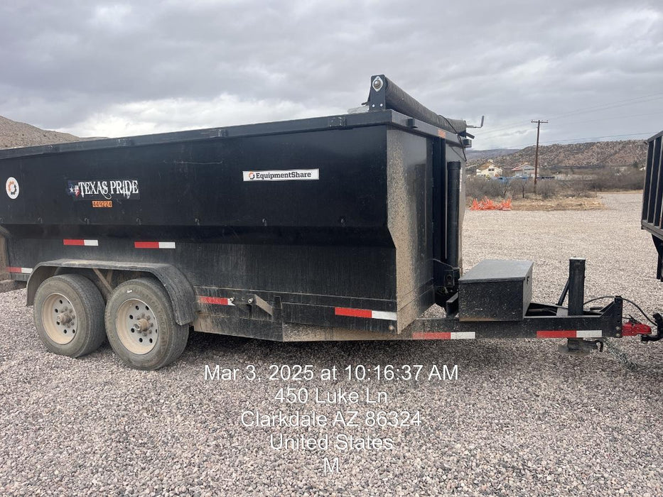 2025 TEXAS PRIDE TRAILERS 14'L x 7'W 5 Cu Yd Trunnion Hydraulic Dump
