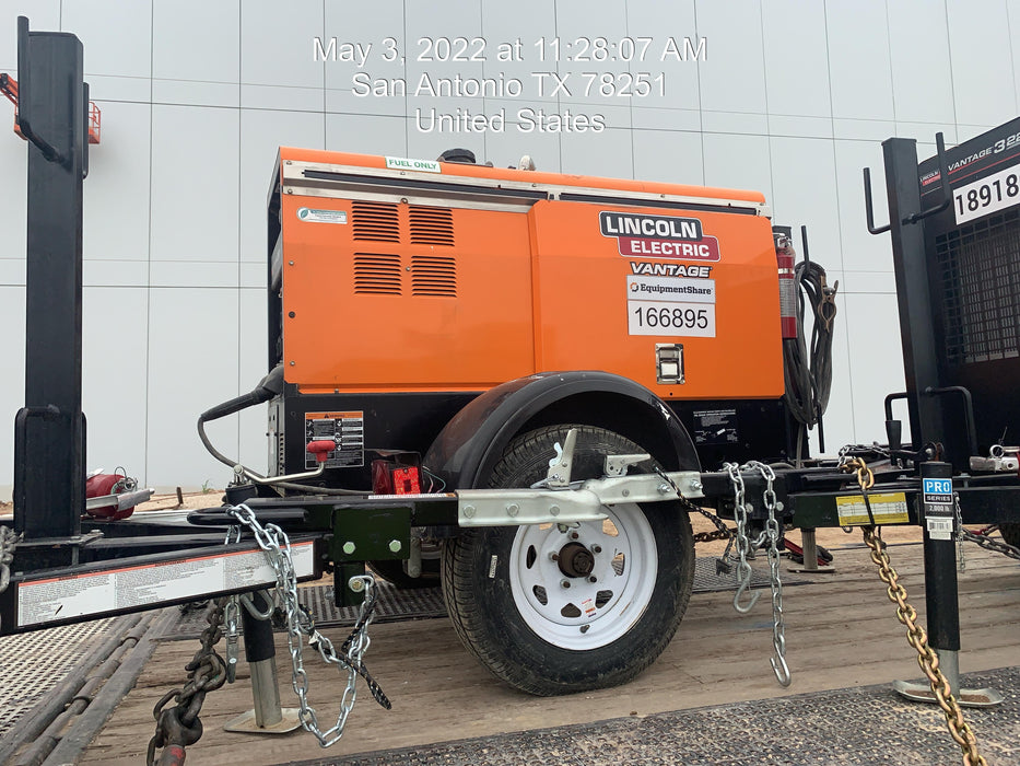 2021 Lincoln Electric Vantage 322 Vantage 322 Ready Pak 3 w/ Decals, ORANGE (includes trailer, cable rack, fender light kit) NO Telematics