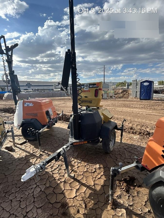 2021 Allmand NLV3GR (4) LED Light Fixture 350W, 23' Vertical Mast, 3kW Prime, Towable, Deep Sea L401, Leveling Jacks, Yanmar T4F 5.8hp