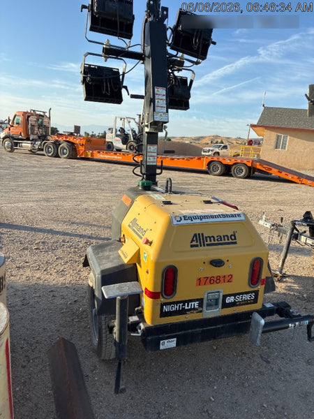 Allmand NLV3GR (4) LED Light Fixture 350W, 23' Vertical Mast, 3kW Prime, Towable, Deep Sea L401, Leveling Jacks, Yanmar T4F 5.8hp