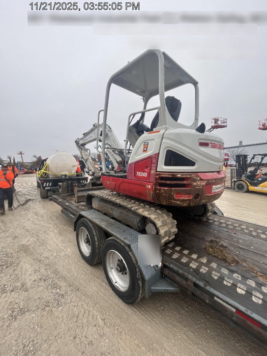 2019 Takeuchi TB240 Takeuchi TB240 Canopy w/Rubber Tracks, Auxiliary Hydraulics, Manual QC, Hydraulic Thumb, 12/18/24" Buckets