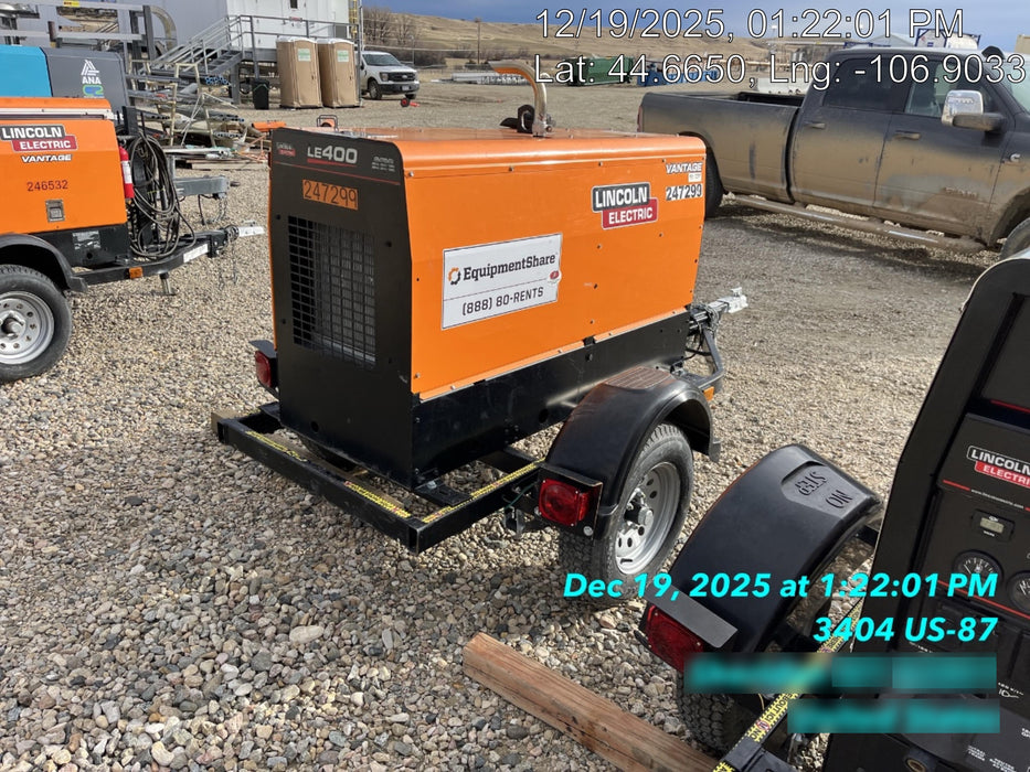 2022 Lincoln Electric LE400 Kubota V1505, Trlr, Cable Rack, Light Kit, ES Decals, T3