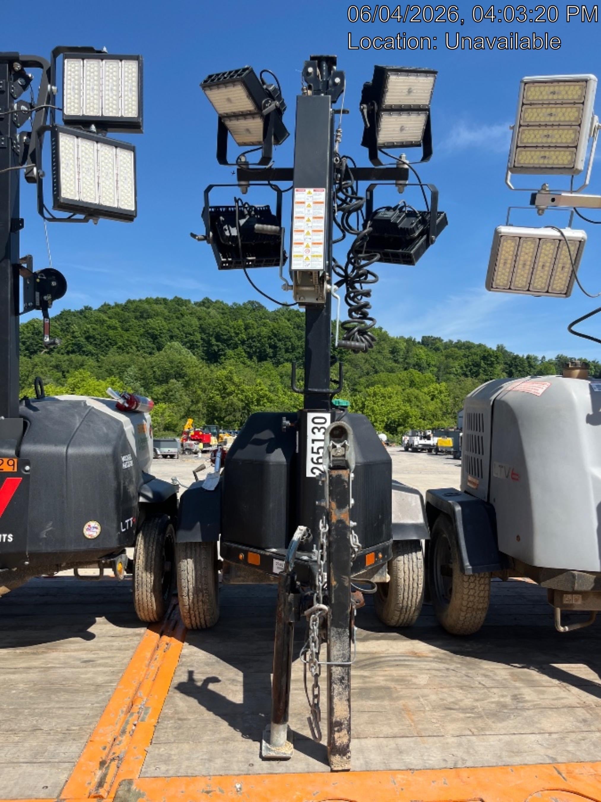 2022 Allmand NLV3GR (4) LED Light Fixture 350W, 23' Vertical Mast, 3kW Prime, Towable, ES Decals, T3