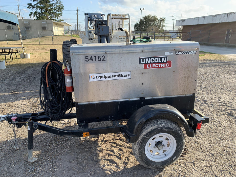 2019 Lincoln Electric Vantage 322 Welder Ready-Pak 3, Two wheel trailer, Fender and Light kit, Cable Rack