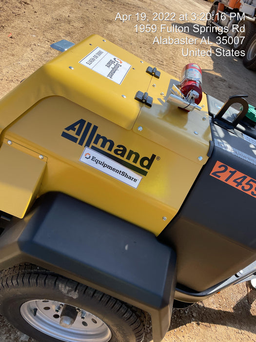 2022 Allmand NLV3GR (4) LED Light Fixture 350W, 23' Vertical Mast, 3kW Prime, Towable, Deep Sea L401, Leveling Jacks, Yanmar T4F 5.8hp